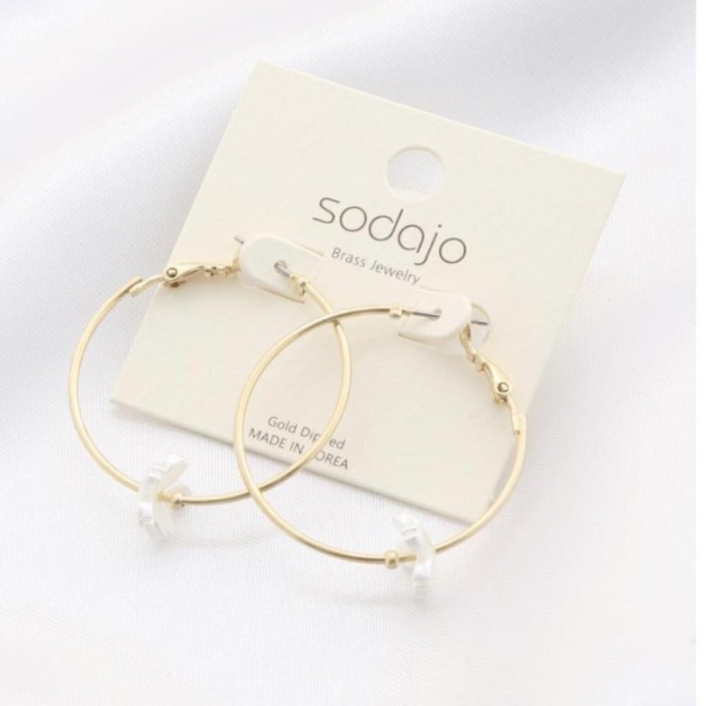 New SODAJO Flower Bead Metal Hoop Earring: Whimsical Elegance in Every Turn